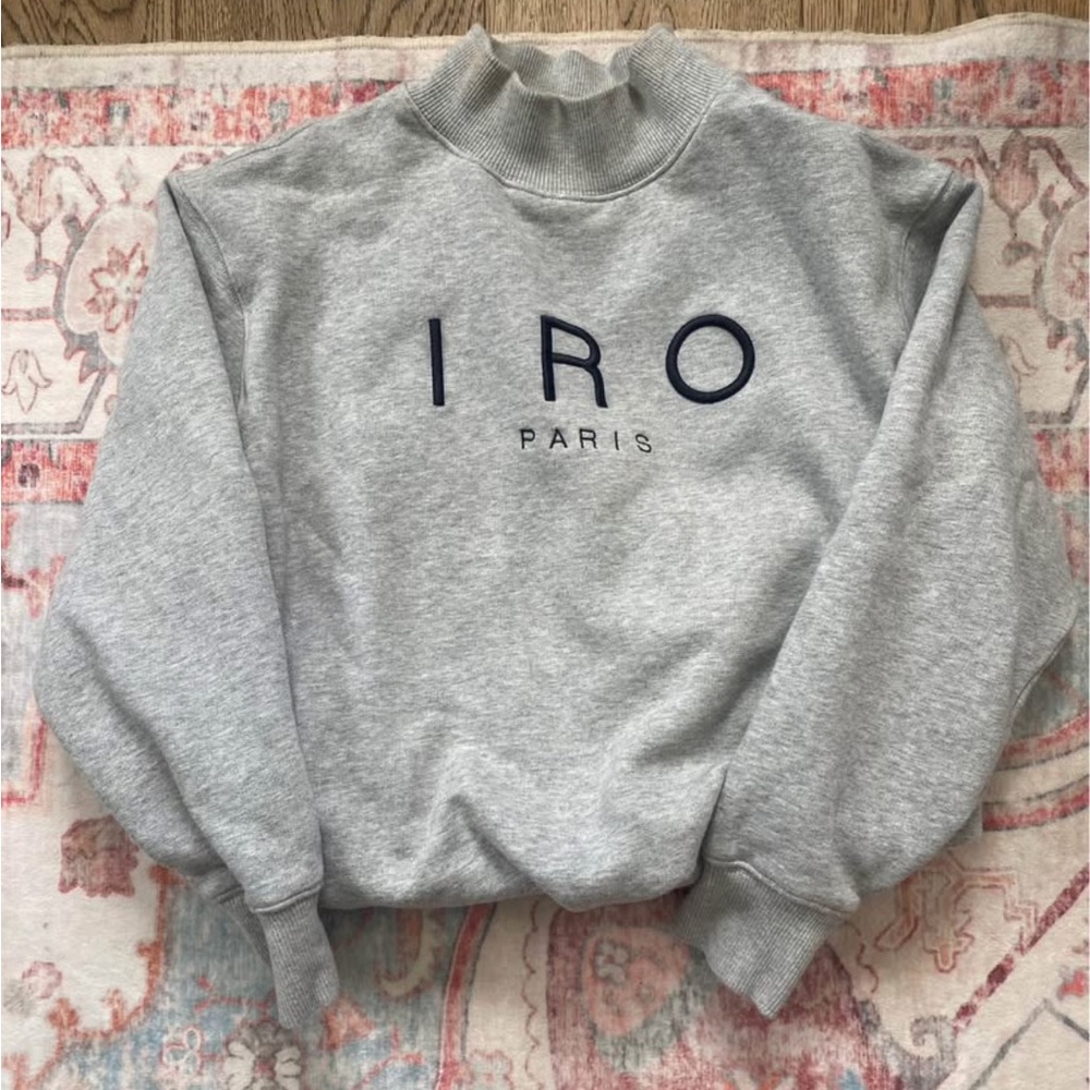 IRO Grey Logo Mock Neck Sweater